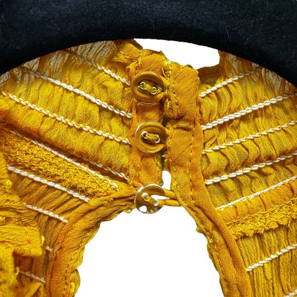 NWT English Factory Yellow Long Sleeve Swiss Dot Smocked Maxi Dress Womens Small - Picture 9 of 10